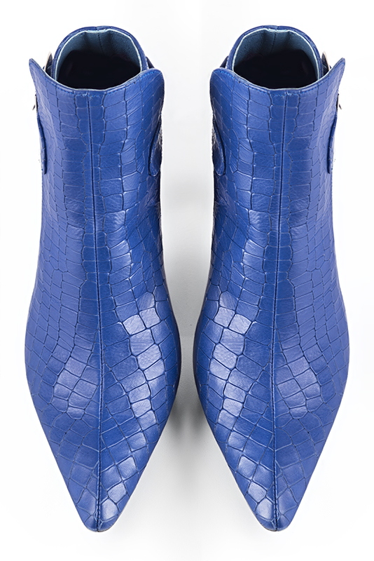 Boots habill es femme bleu lectrique. Bout effil . Talon mi haut fin